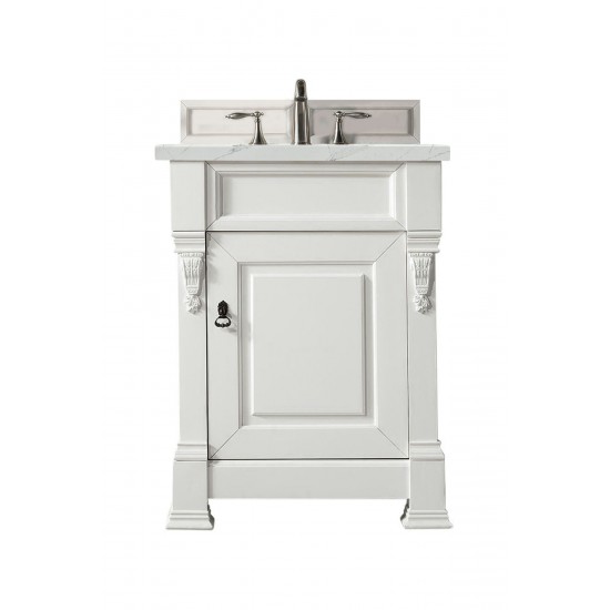 Brookfield 26" Single Vanity, Bright White w/ 3 CM Ethereal Noctis Quartz Top