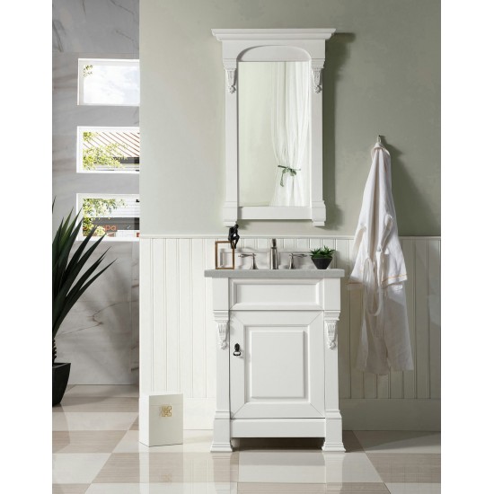 Brookfield 26" Single Vanity, Bright White w/ 3 CM Eternal Serena Quartz Top