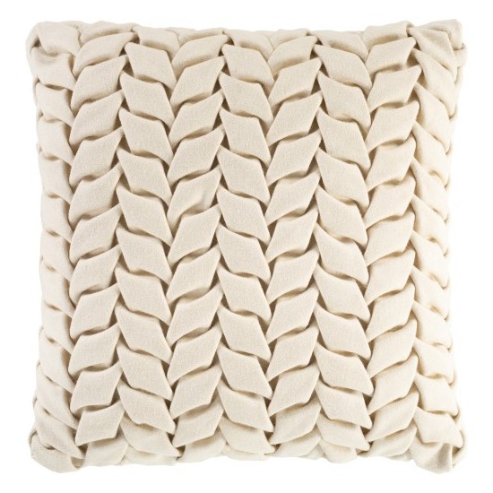 Surya Alana Cream Pillow Shell With Down Insert 20"H X 20"W