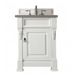 Brookfield 26" Single Vanity, Bright White w/ 3 CM Grey Expo Quartz Top