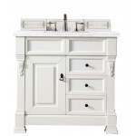 Brookfield 36" Single Vanity, Bright White w/ 3 CM Arctic Fall Solid Surface Top