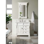 Brookfield 36" Single Vanity, Bright White w/ 3 CM Arctic Fall Solid Surface Top