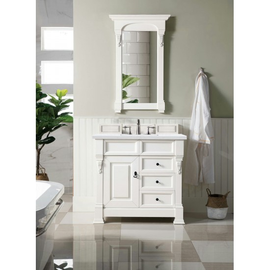 Brookfield 36" Single Vanity, Bright White w/ 3 CM Arctic Fall Solid Surface Top