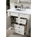 Brookfield 36" Single Vanity, Bright White w/ 3 CM Arctic Fall Solid Surface Top