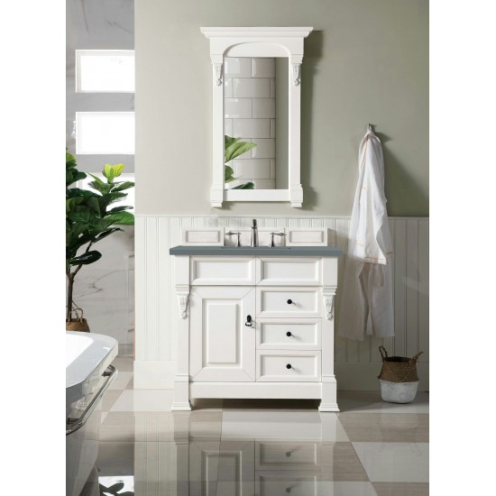 Brookfield 36" Single Vanity, Bright White w/ 3 CM Cala Blue Quartz Top