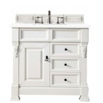 Brookfield 36" Single Vanity, Bright White w/ 3 CM Classic White Quartz Top