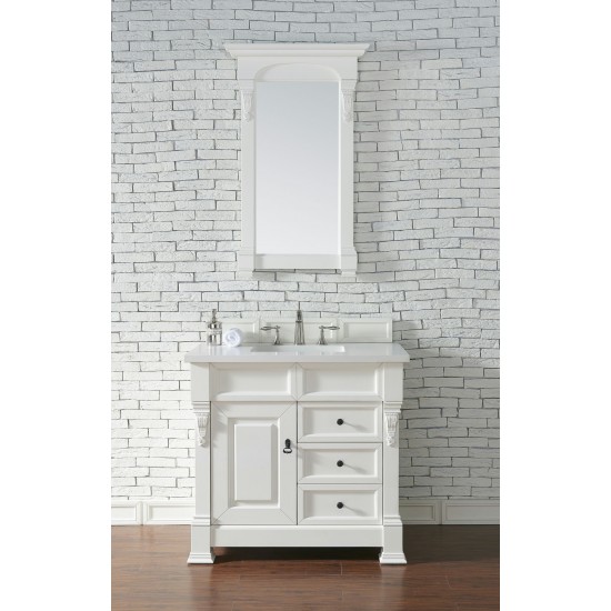 Brookfield 36" Single Vanity, Bright White w/ 3 CM Classic White Quartz Top