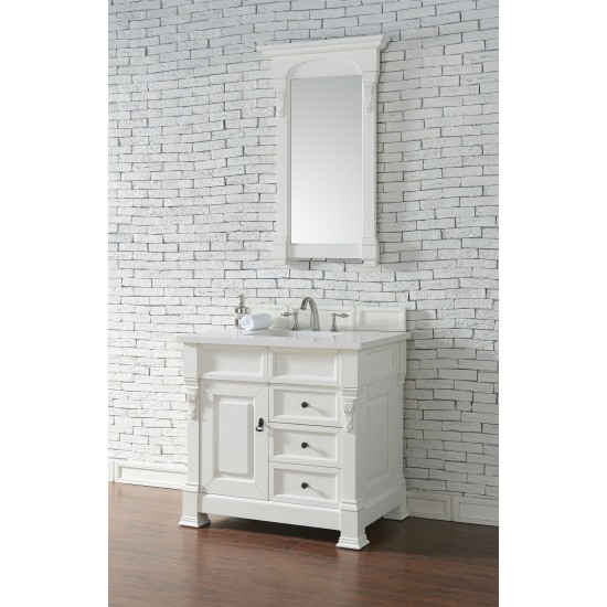 Brookfield 36" Single Vanity, Bright White w/ 3 CM Classic White Quartz Top