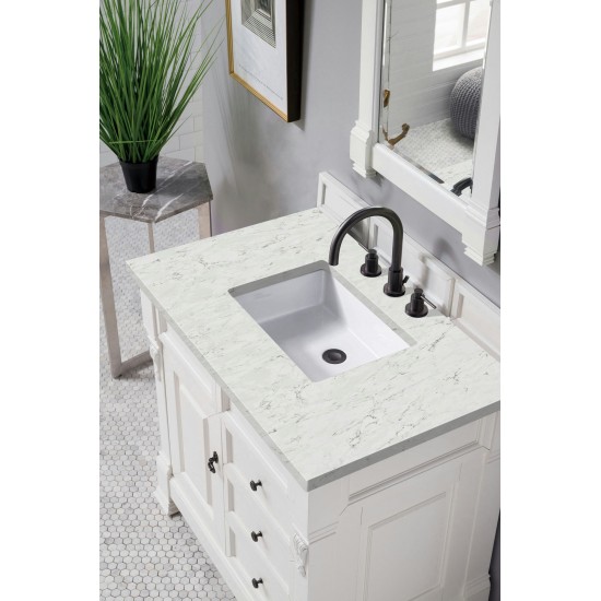 Brookfield 36" Single Vanity Bright White w/ 3 CM Jasmine Pearl Quartz Top