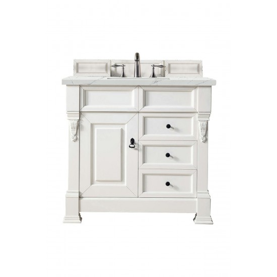 Brookfield 36" Single Vanity, Bright White w/ 3 CM Ethereal Noctis Quartz Top