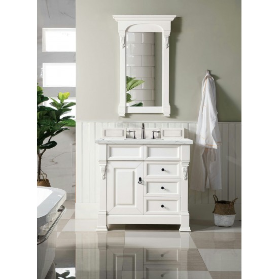 Brookfield 36" Single Vanity, Bright White w/ 3 CM Ethereal Noctis Quartz Top