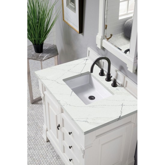 Brookfield 36" Single Vanity, Bright White w/ 3 CM Ethereal Noctis Quartz Top