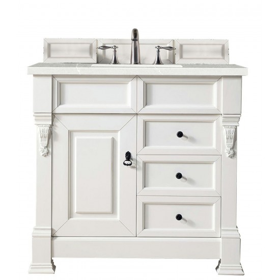 Brookfield 36" Single Vanity, Bright White w/ 3 CM Eternal Serena Quartz Top