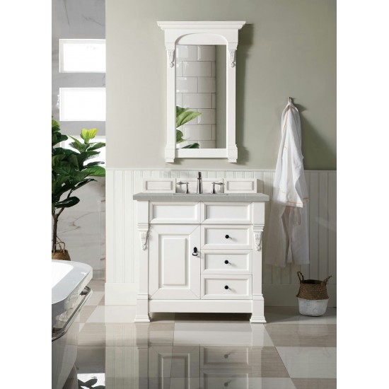 Brookfield 36" Single Vanity, Bright White w/ 3 CM Eternal Serena Quartz Top