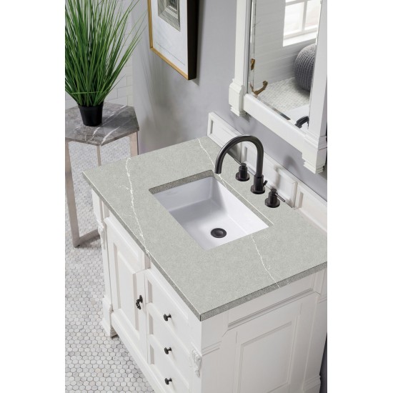 Brookfield 36" Single Vanity, Bright White w/ 3 CM Eternal Serena Quartz Top