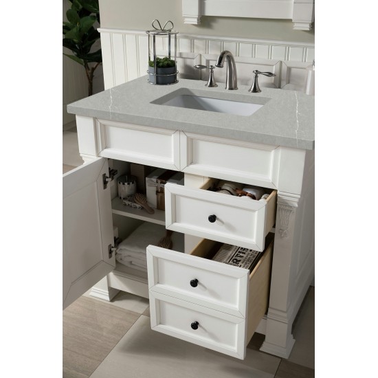 Brookfield 36" Single Vanity, Bright White w/ 3 CM Eternal Serena Quartz Top