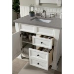 Brookfield 36" Single Vanity, Bright White w/ 3 CM Grey Expo Quartz Top