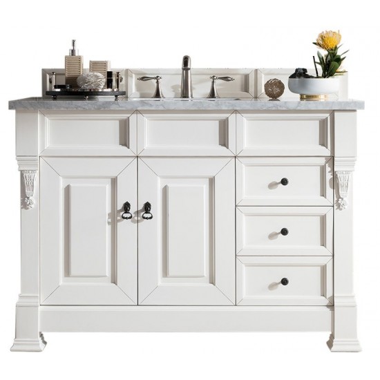 Brookfield 48" Single Vanity, Bright White w/ 3 CM Arctic Fall Solid Surface Top