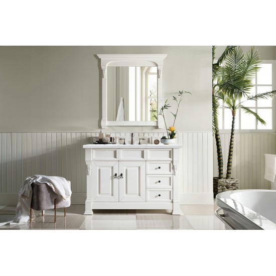 Brookfield 48" Single Vanity, Bright White w/ 3 CM Arctic Fall Solid Surface Top