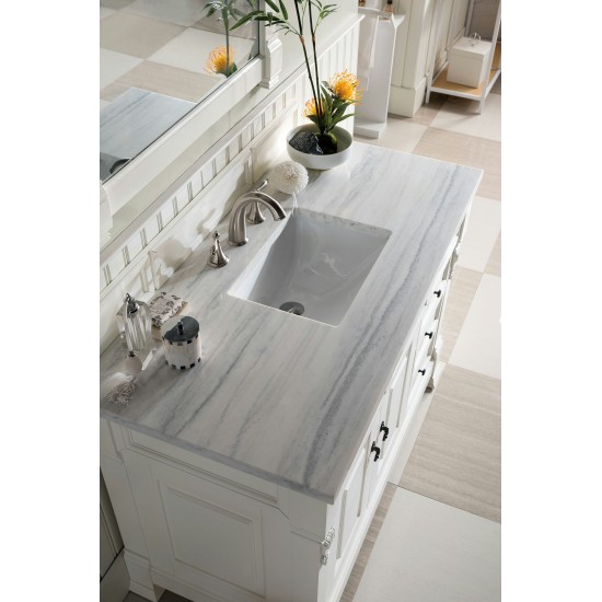 Brookfield 48" Single Vanity, Bright White w/ 3 CM Arctic Fall Solid Surface Top