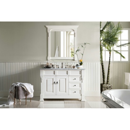 Brookfield 48" Single Vanity, Bright White w/ 3 CM Carrara Marble Top