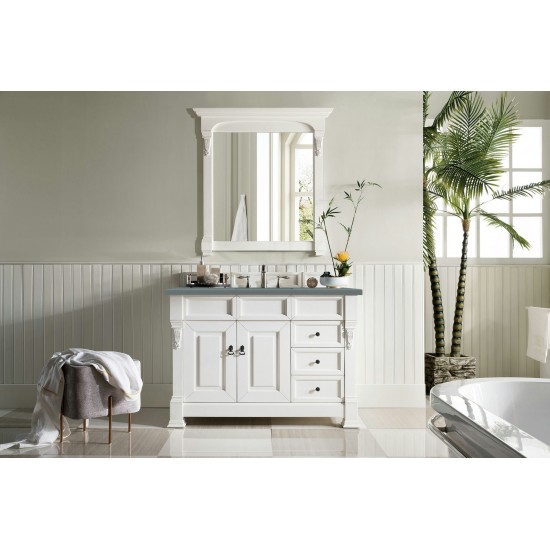 Brookfield 48" Single Vanity, Bright White w/ 3 CM Cala Blue Quartz Top