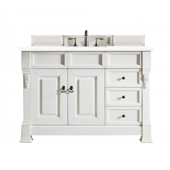 Brookfield 48" Single Vanity, Bright White w/ 3 CM Classic White Quartz Top