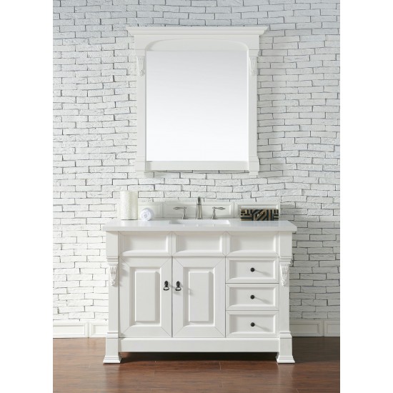 Brookfield 48" Single Vanity, Bright White w/ 3 CM Classic White Quartz Top