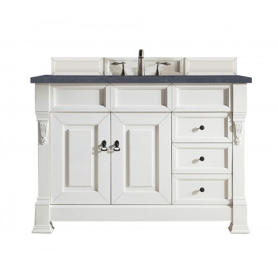 Brookfield 48" Single Vanity, Bright White w/ 3 CM Charcoal Soapstone Quartz Top