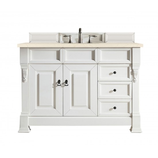 Brookfield 48" Single Vanity, Bright White w/ 3 CM Eternal Marfil Quartz Top