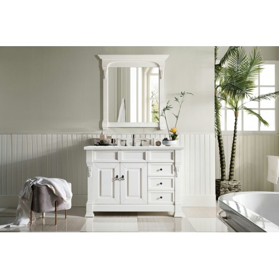 Brookfield 48" Single Vanity, Bright White w/ 3 CM Ethereal Noctis Quartz Top