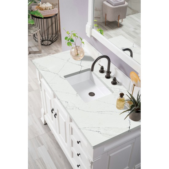 Brookfield 48" Single Vanity, Bright White w/ 3 CM Ethereal Noctis Quartz Top