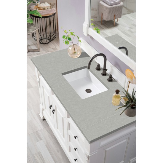 Brookfield 48" Single Vanity, Bright White w/ 3 CM Eternal Serena Quartz Top