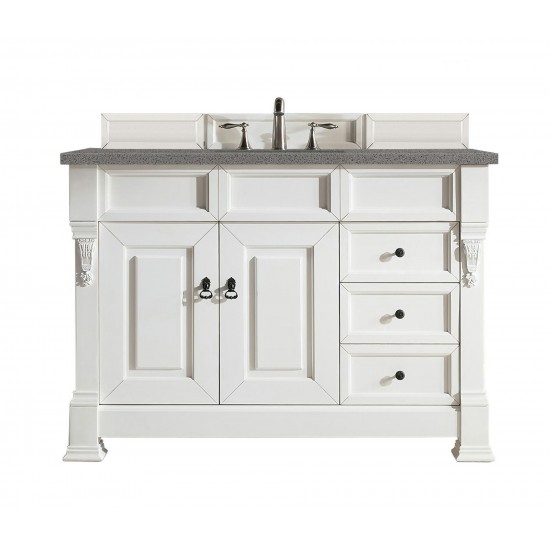 Brookfield 48" Single Vanity, Bright White w/ 3 CM Grey Expo Quartz Top