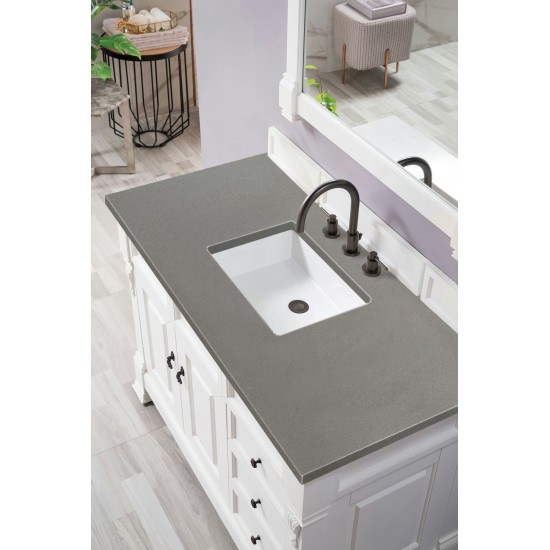 Brookfield 48" Single Vanity, Bright White w/ 3 CM Grey Expo Quartz Top
