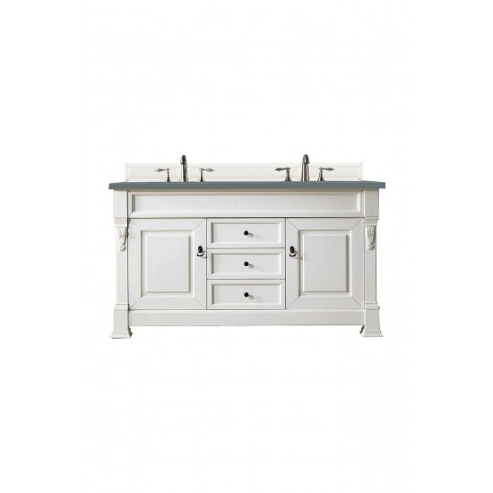 Brookfield 60" Double Vanity, Bright White w/ 3 CM Cala Blue Quartz Top