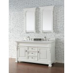 Brookfield 60" Double Vanity, Bright White w/ 3 CM Classic White Quartz Top