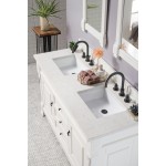 Brookfield 60" Double Vanity Bright White w/ 3 CM Jasmine Pearl Quartz Top