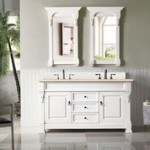 Brookfield 60" Double Vanity, Bright White w/ 3 CM Eternal Marfil Quartz Top