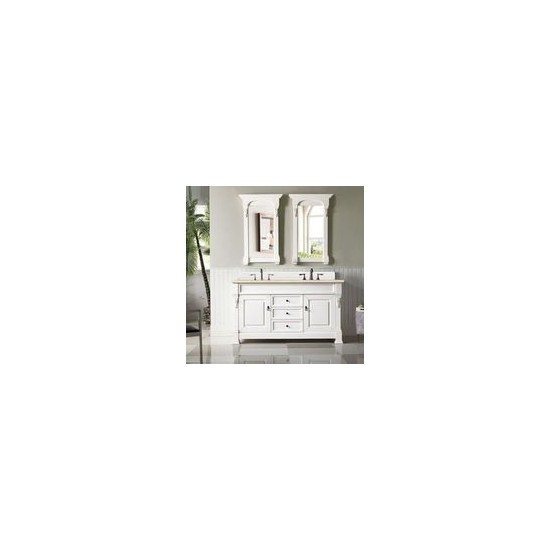 Brookfield 60" Double Vanity, Bright White w/ 3 CM Eternal Marfil Quartz Top