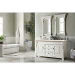 Brookfield 60" Double Vanity, Bright White w/ 3 CM Eternal Marfil Quartz Top