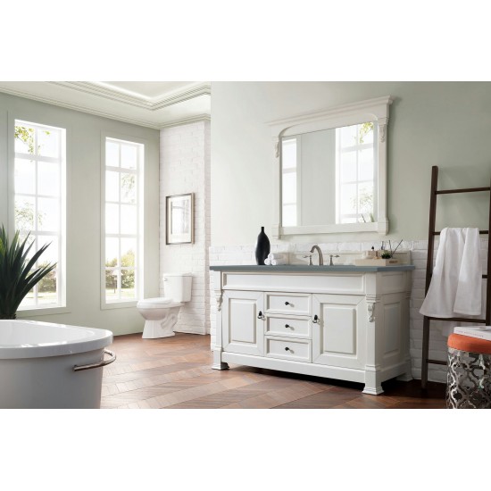 Brookfield 60" Single Vanity, Bright White w/ 3 CM Cala Blue Quartz Top