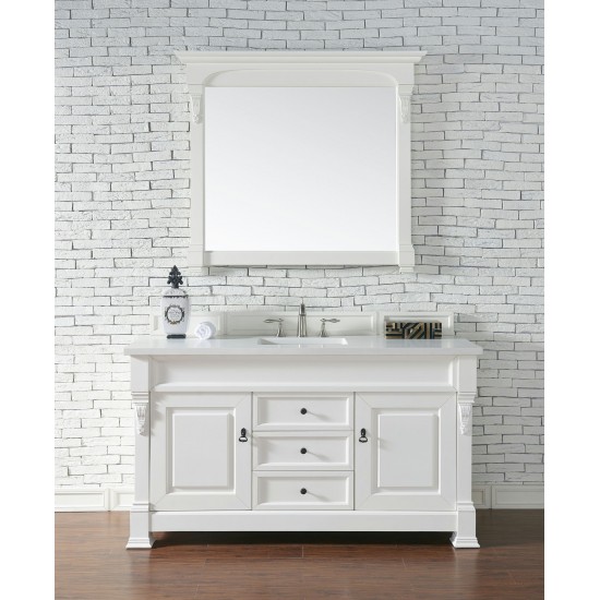 Brookfield 60" Single Vanity, Bright White w/ 3 CM Classic White Quartz Top