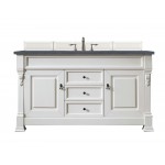 Brookfield 60" Single Vanity, Bright White w/ 3 CM Charcoal Soapstone Quartz Top