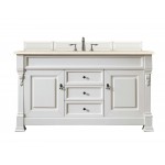 Brookfield 60" Single Vanity, Bright White w/ 3 CM Eternal Marfil Quartz Top