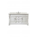 Brookfield 60" Single Vanity, Bright White w/ 3 CM Ethereal Noctis Quartz Top