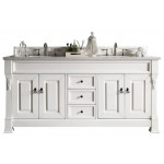 Brookfield 72" Double Vanity, Bright White w/ 3 CM Carrara Marble Top