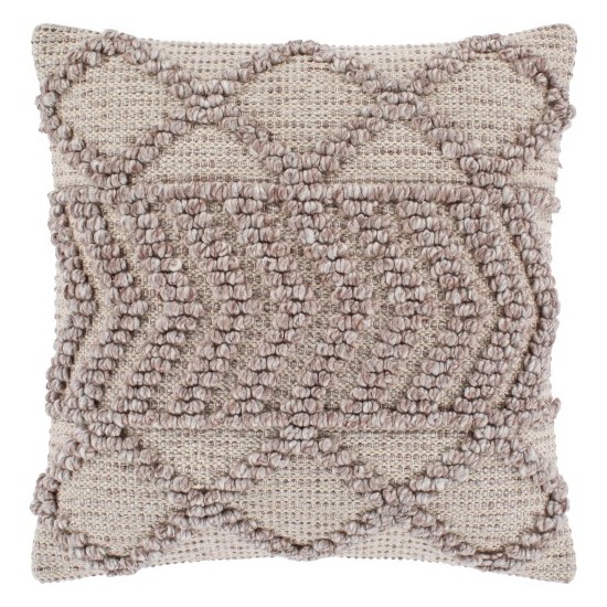 Surya Anders Cream & Taupe Pillow Shell With Down Insert 20"H X 20"W