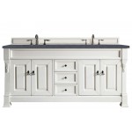 Brookfield 72" Double Vanity, Bright White w/ 3 CM Charcoal Soapstone Quartz Top