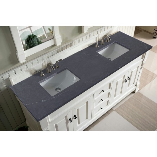 Brookfield 72" Double Vanity, Bright White w/ 3 CM Charcoal Soapstone Quartz Top